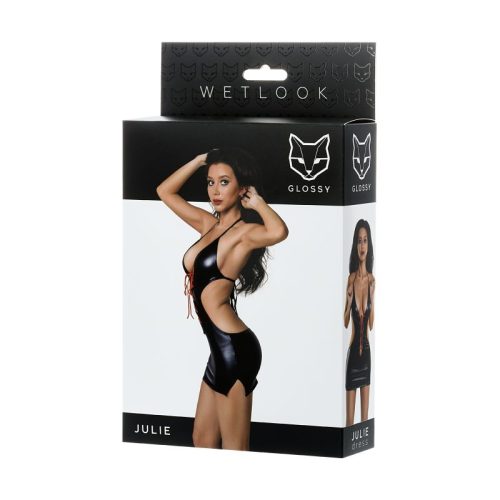 Glossy Dress Wetlook w Red Laces Julie - Image 5