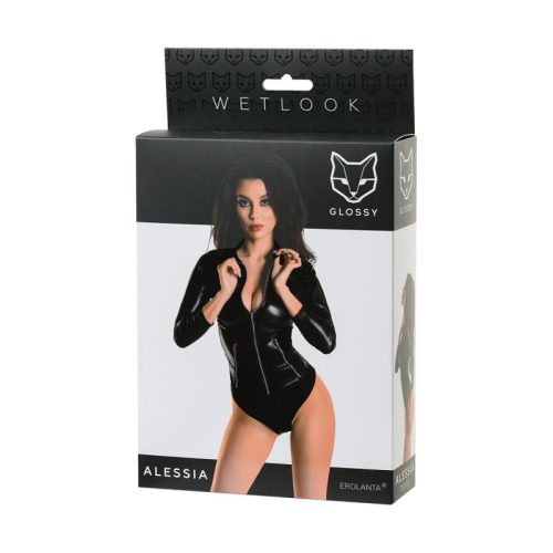 Glossy Wetlook Bodysuit w Zip Alessia - Image 3