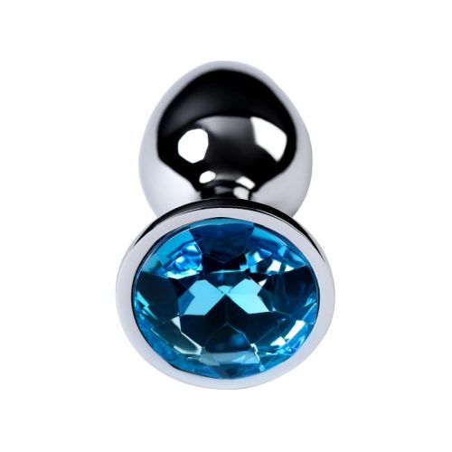 Silver Metal Anal Plug w Topaz Crystal Small - Image 4