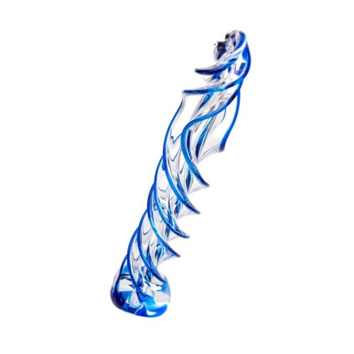 Sexus Glass Dildo Blue Helix 18.7cm - Image 4