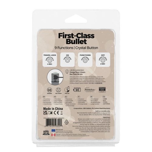 Power Bullet First Class 6cm Rechargeable w Crystal Rose Gold - Image 3