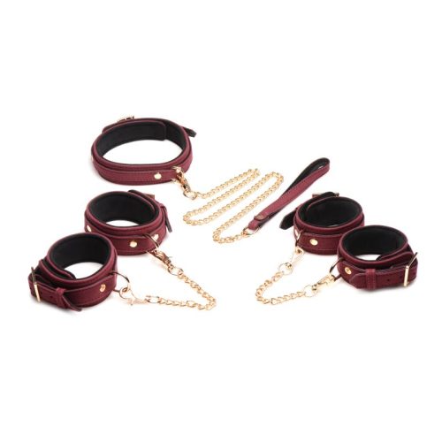 6 Pc Velvet Bondage Set Burgundy - Image 3