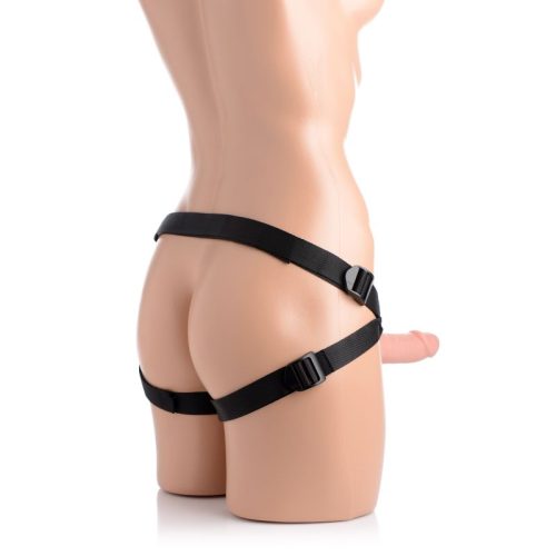 Seducer 7" Silicone Dildo w Harness Flesh - Image 5