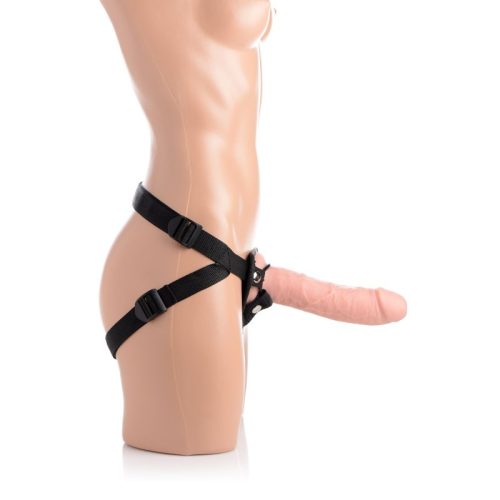 Brazen 8" Silicone Dildo w Harness Flesh - Image 5