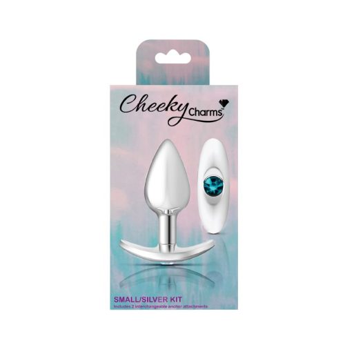 Cheeky Charms Silver Anchor Butt Plug w Clear and Pink Jewel Kit - Image 5