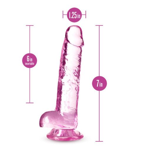 Naturally Yours 7" Crystaline Dildo Rose - Image 5