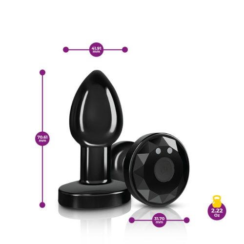 Cheeky Charms Gunmetal Rechargeable Vibrating Metal Butt Plug w Remote Small - Image 4