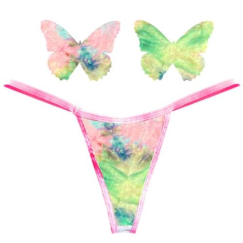 Rainbow Sherbet Tie Die Butterfly Pastie and Panty Set - Image 4
