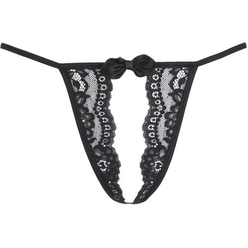 Lace Open Front G-String Black - Image 4
