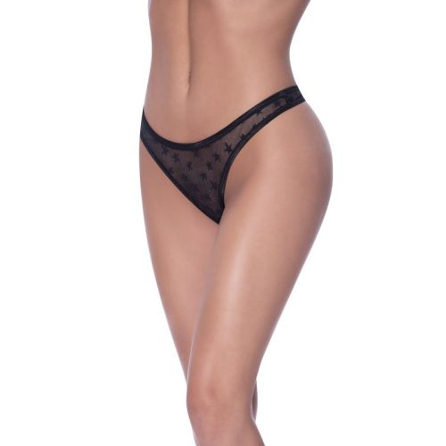 High Waist Micro Star Thong Black - Image 3
