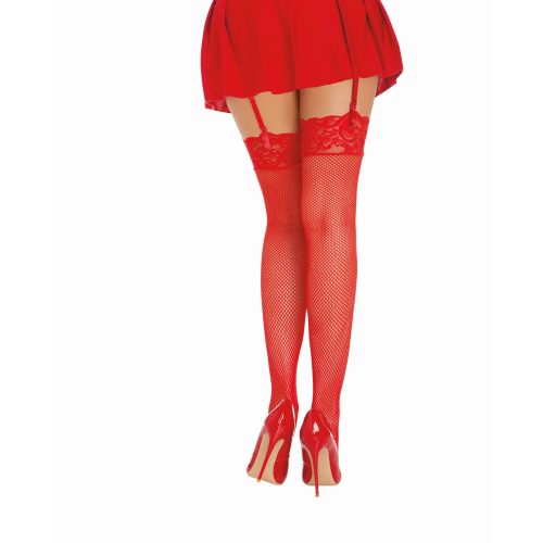 Dreamgirl Thigh High Fishnet Stockings Red - Image 3