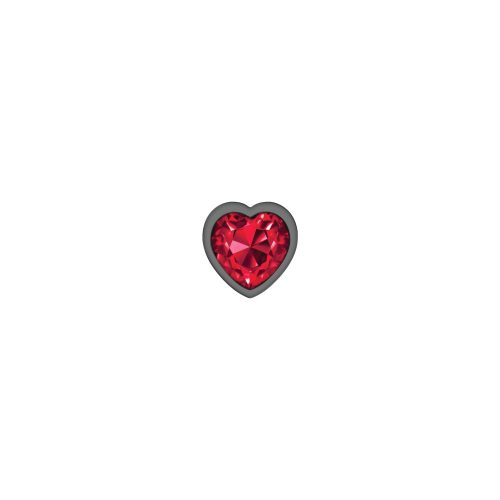 Cheeky Charms Round Metal Butt Plug Gunmetal 3 Pc Kit w Dark Red Heart Jewel - Image 3