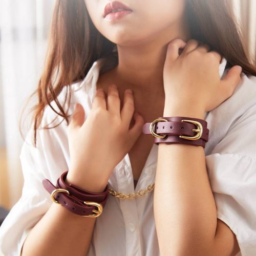 8 Pc Deluxe Bondage Play Kit Burgundy Gold - Image 6