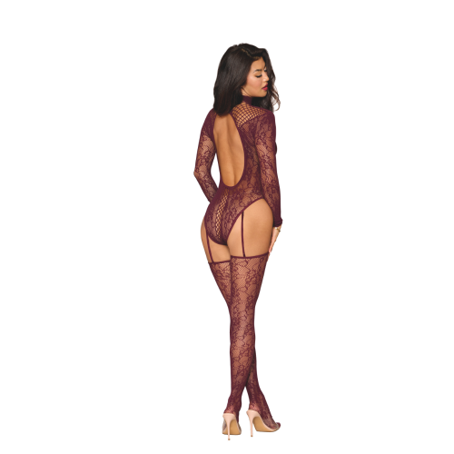 Dreamgirl Teddy Body Stocking Burgundy - Image 3