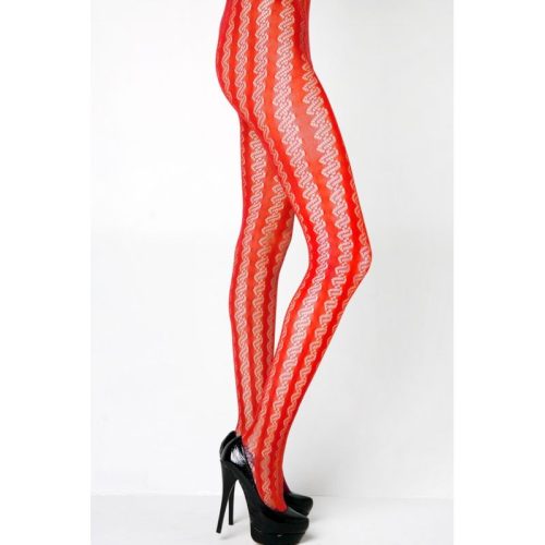 Stella Elyse Coiled Lines Fishnet Tights Red