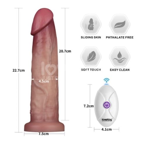 Vibrating Sliding Skin Pro II Silicone Dong 9in - Image 5