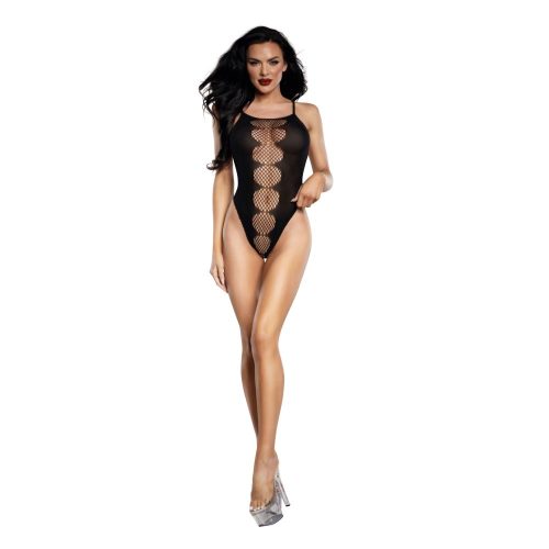 DreamGirl Fishnet Peek-A-Boo Teddy Black - Image 3
